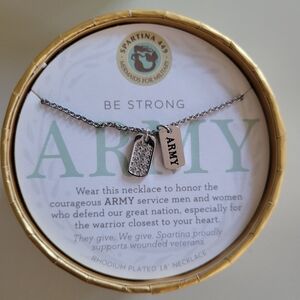 Sea La Vie  Necklace 18" Rhodium Army Honor Dog Tags Spartina